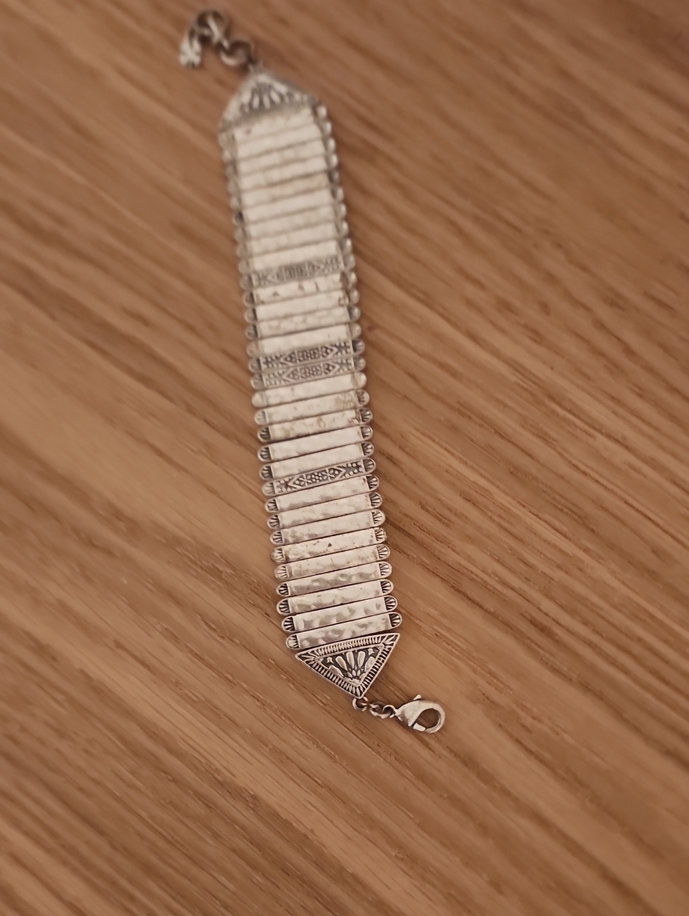 Lucky Segmented Silvertone Bracelet